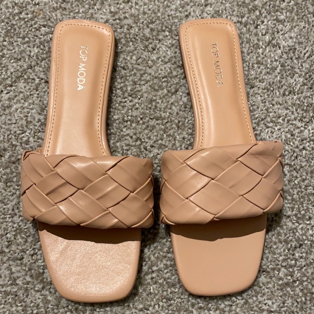 Woven square toe sandal
